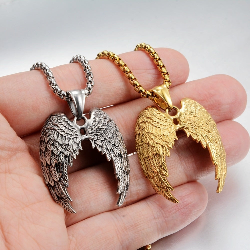 Feather Wings Retro Titanium Steel Personality Punk Necklace