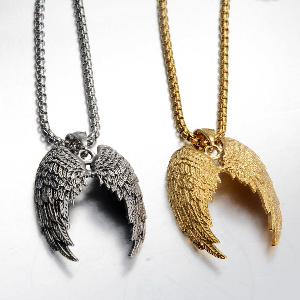 Feather Wings Retro Titanium Steel Personality Punk Necklace